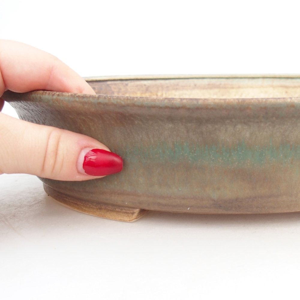 Keramická bonsajová miska 25 x 20 x 7,5 cm, zelená