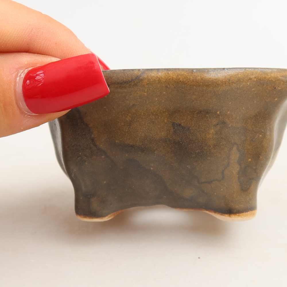 Keramická miska na bonsaje 7 x 7 x 3,5 cm, farba hnedá
