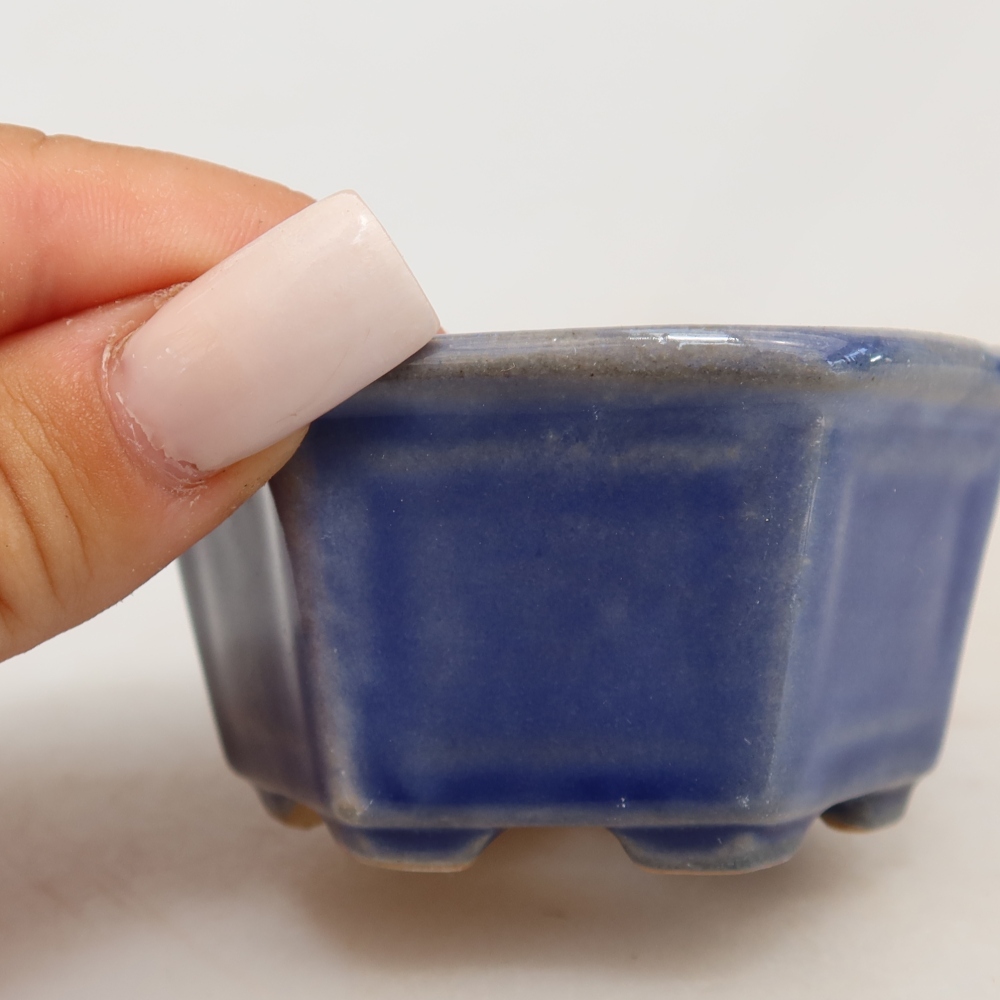 Keramická miska na bonsaje 7,5 x 7 x 4 cm, farba modrá