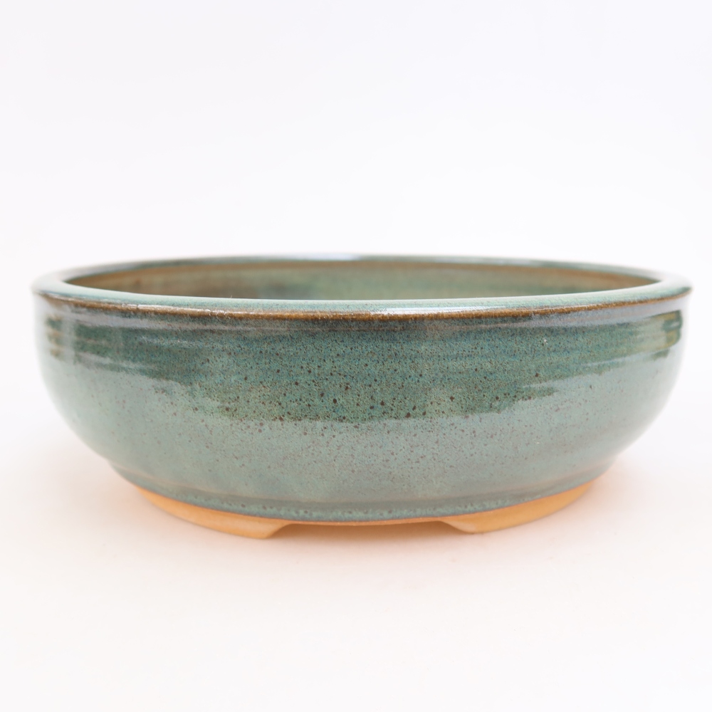 Keramická miska na bonsaje 21,5 x 21,5 x 7 cm, farba zelená