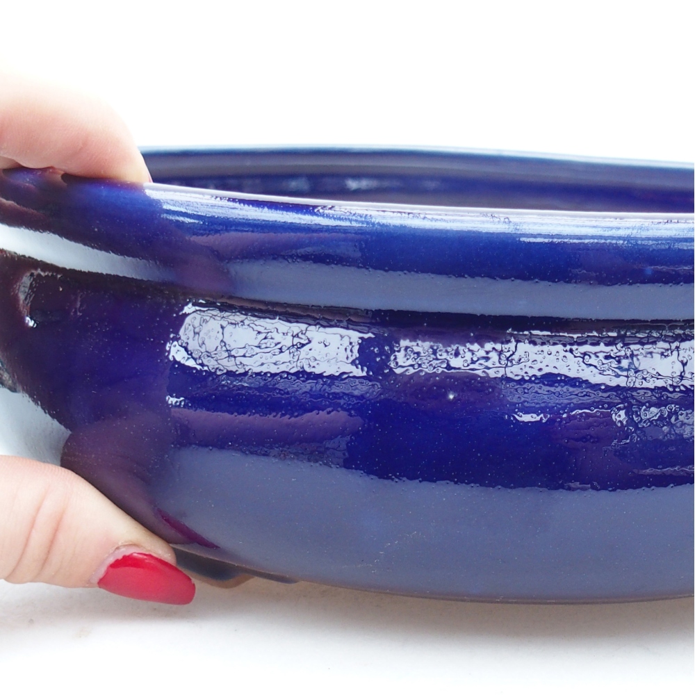 Keramická miska na bonsaje 24 x 24 x 8 cm, farba modrá