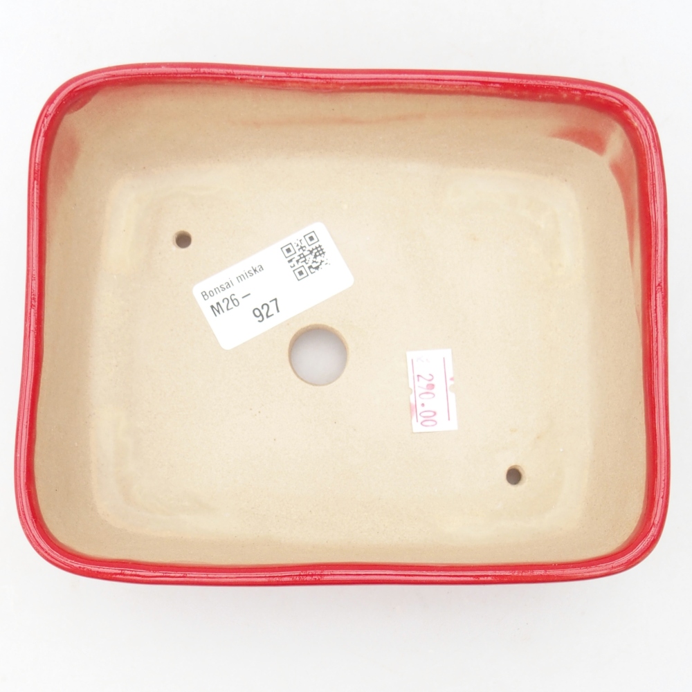 Keramická bonsajová miska 15 x 12 x 4,5 cm, farba červená