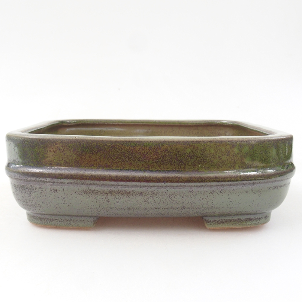 Keramická bonsai miska 14 x 12,5 x 4,5 cm, farba zelená