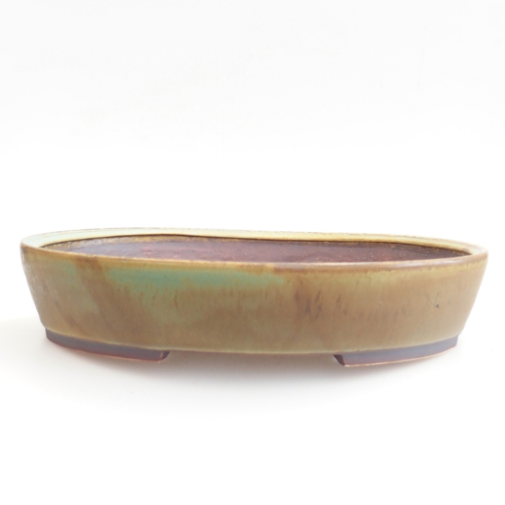 Keramická miska na bonsaje 31 x 26,5 x 6 cm, zelená