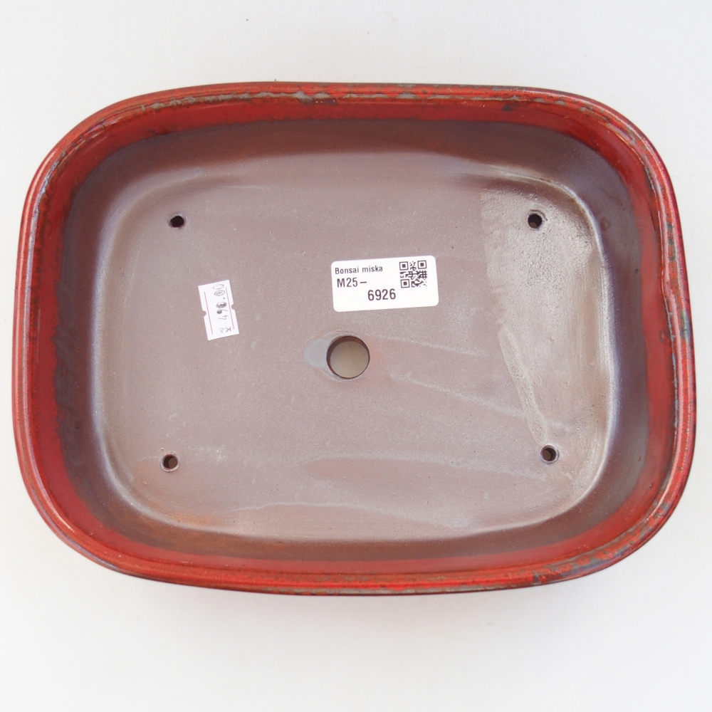 Keramická bonsajová miska 22,5 x 17,5 x 5,5 cm, farba červená