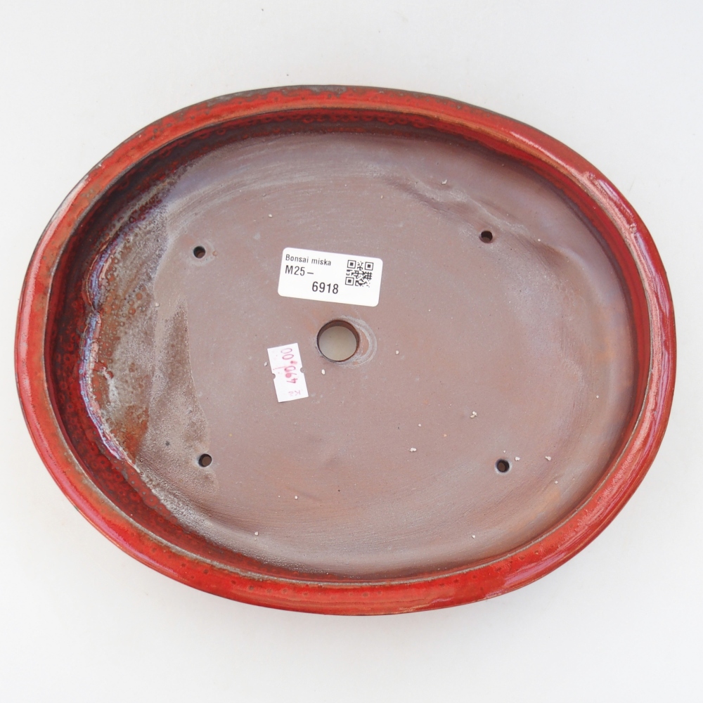 Keramická bonsajová miska 24 x 19,5 x 4 cm, farba červená