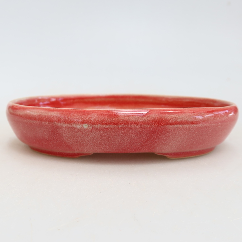 Keramická miska na bonsaje 13 x 9,5 x 2,5 cm, farba červená