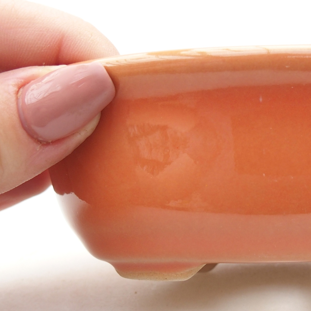 Keramická miska na bonsaje 11 x 8,5 x 4 cm, oranžová