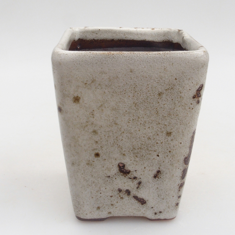 Keramická bonsai miska 8 x 8 x 10 cm, farba biela