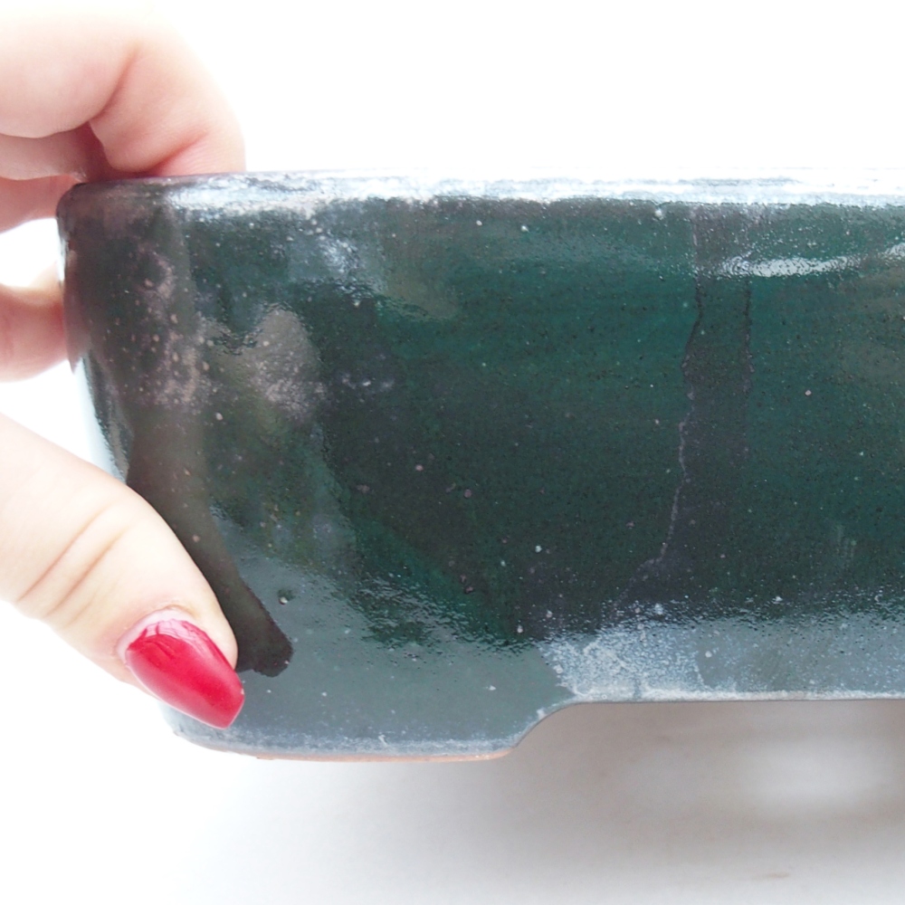 Keramická bonsajová miska 23 x 17 x 7,5 cm, zelená