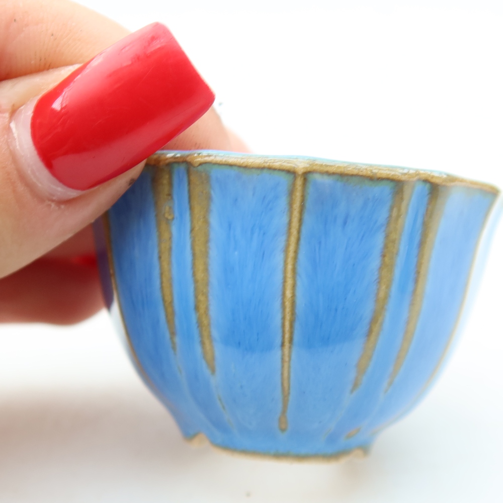 Keramická miska na bonsaje 5,5 x 5,5 x 3,5 cm, farba modrá