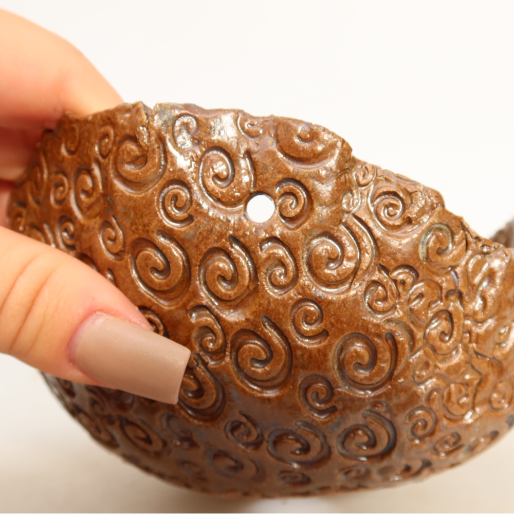 Keramická škrupina na kokedamu 13 x 12,5 x 8 cm, farba: hnedá