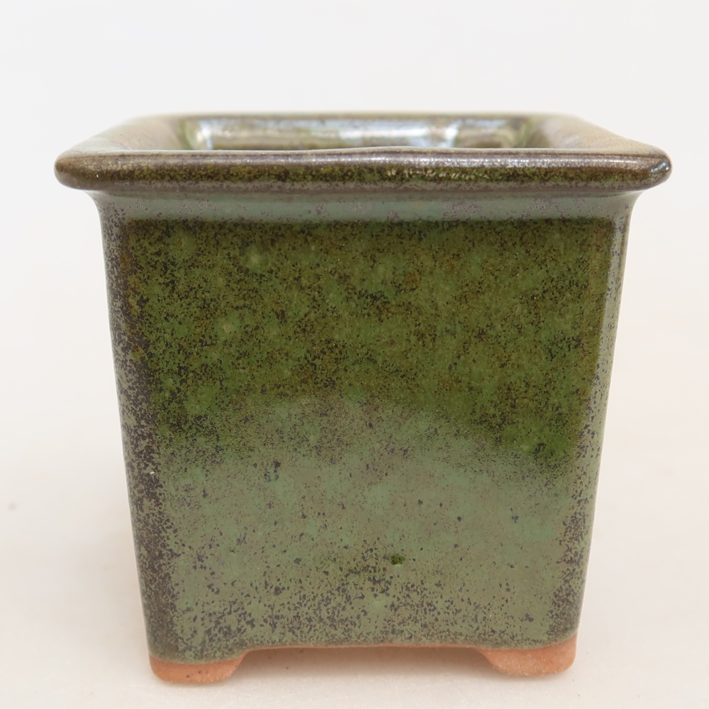 Keramická miska na bonsaje 6 x 6 x 5,5 cm, farba zelená