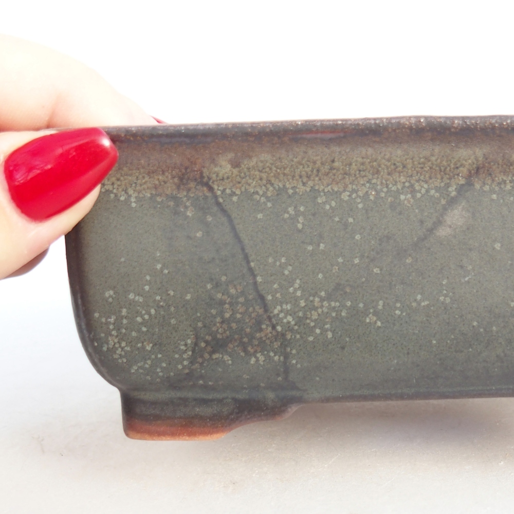 Keramická miska na bonsaje 12 x 9,5 x 5 cm, sivá