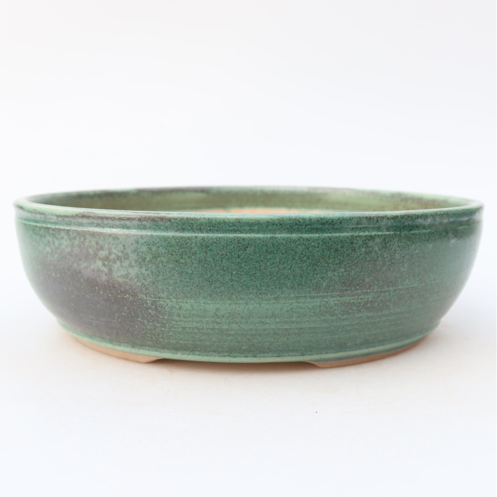 Keramická miska na bonsaje 19,5 x 19,5 x 5,5 cm, farba zelená