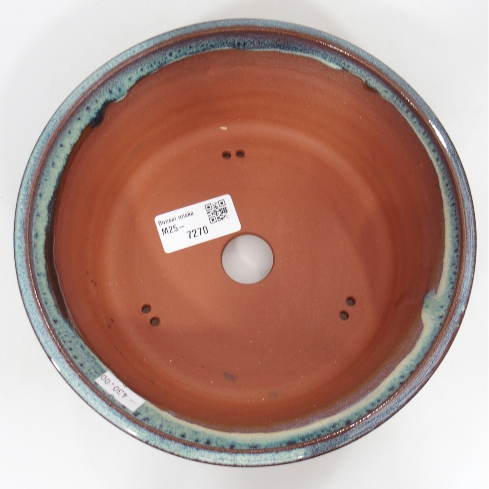 Keramická miska na bonsaje 20 x 20 x 7 cm, modrozelená