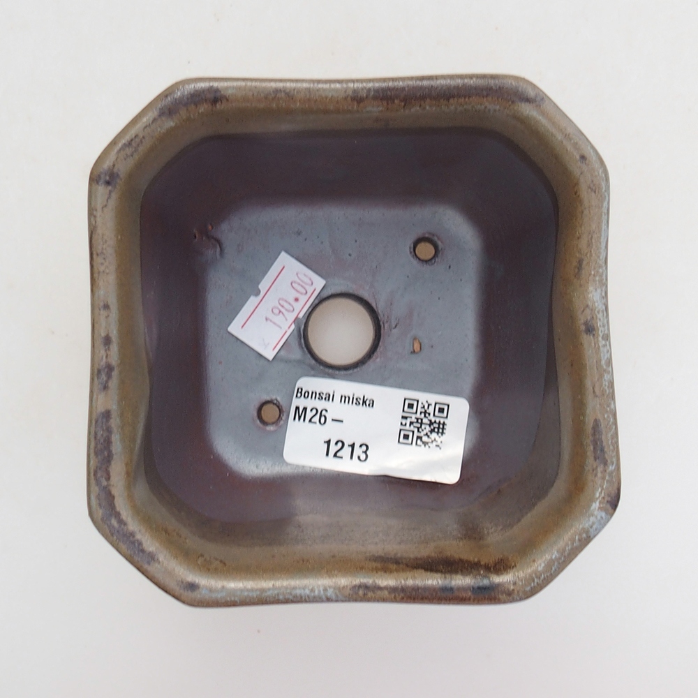 Keramická miska na bonsaje 10 x 10 x 6 cm, sivá