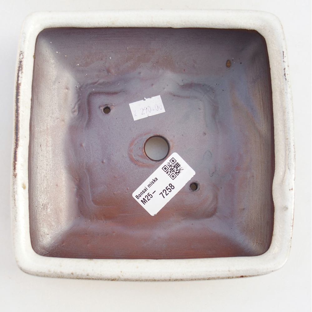 Keramická miska na bonsaje 15,5 x 15,5 x 6 cm, biela