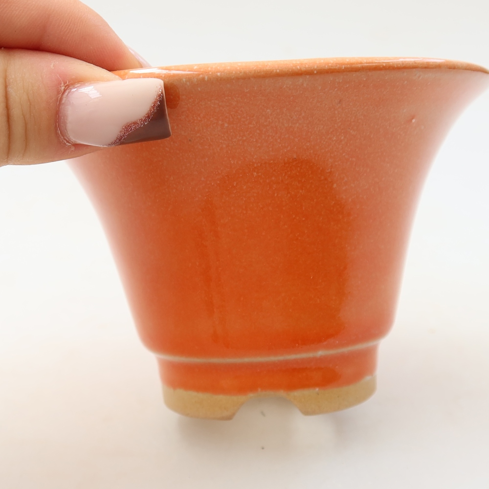 Keramická miska na bonsaje 10,5 x 10,5 x 7 cm, farba oranžová