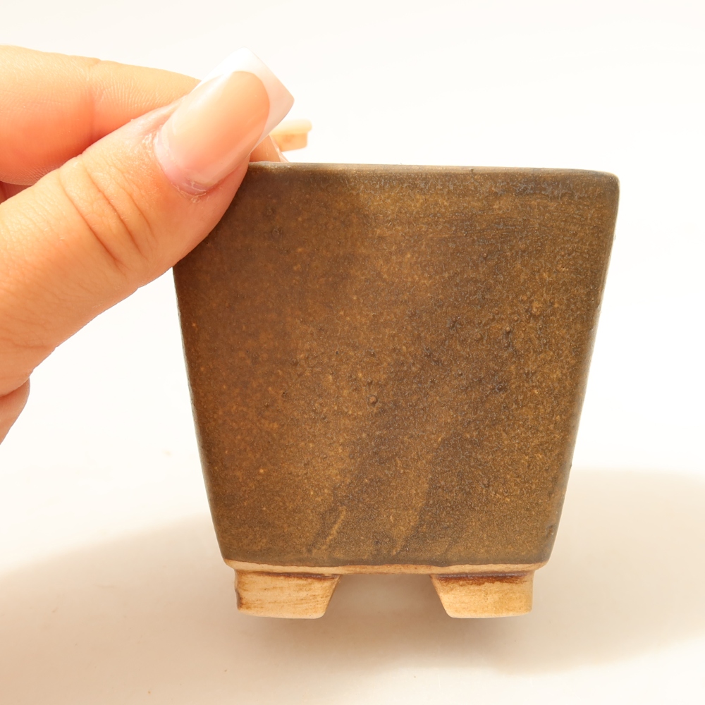 Keramická miska na bonsaje 7,5 x 7,5 x 7,5 cm, hnedá