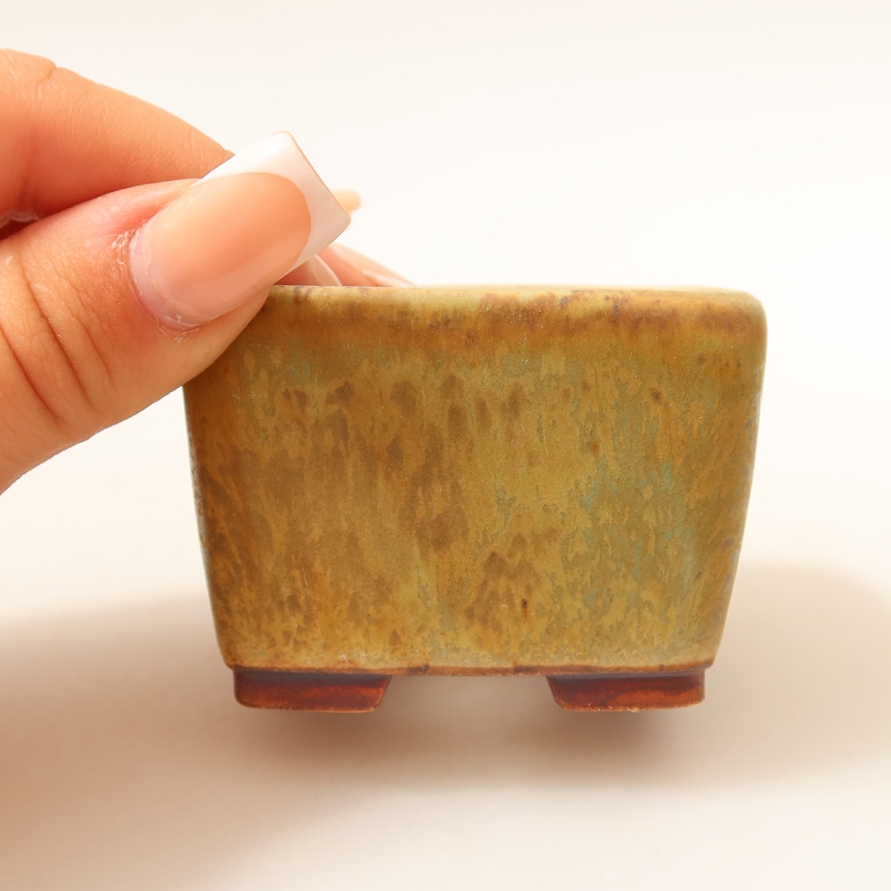 Keramická miska na bonsai 6,5 x 6,5 x 4,5 cm, farba zelená