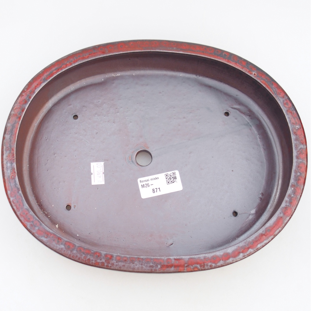 Keramická bonsajová miska 26,5 x 21 x 5 cm, farba červená