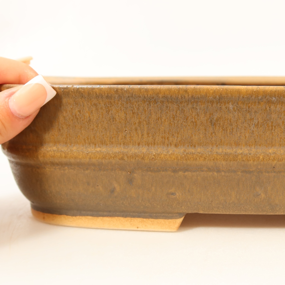 Keramická miska na bonsaje 29,5 x 25 x 7 cm, farba hnedá