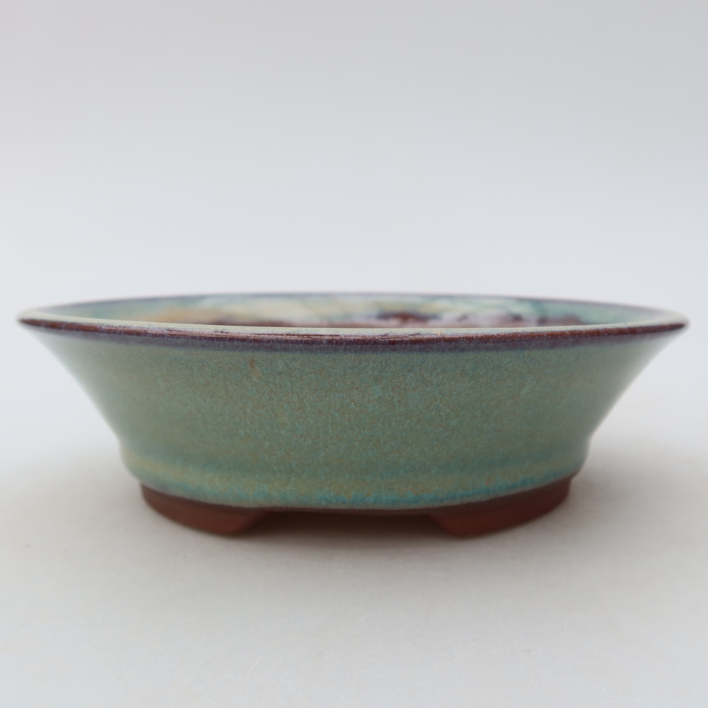 Keramická miska na bonsaje 16 x 16 x 4,5 cm, farba zelená