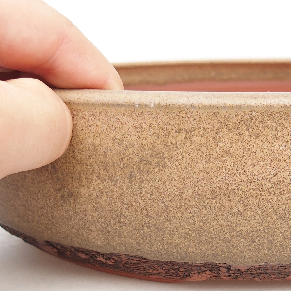 Keramická miska na bonsaje 24,5 x 24,5 x 6 cm, hnedá