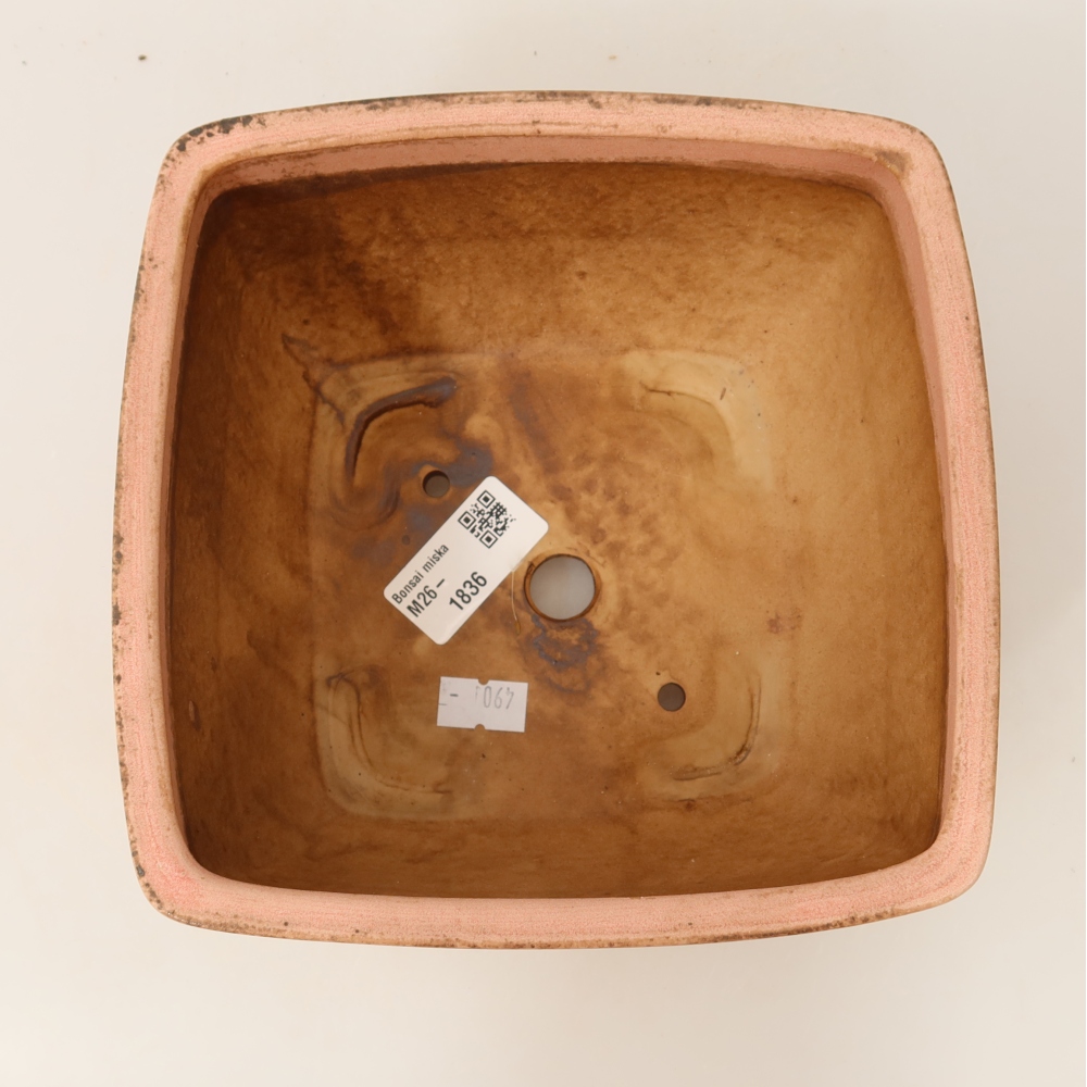 Keramická miska na bonsai 16,5 x 16,5 x 9,5 cm, farba ružová