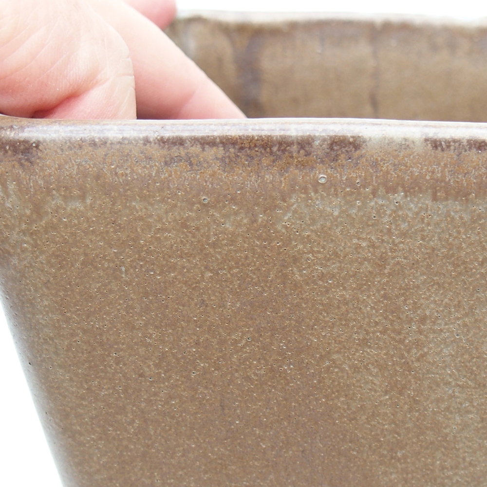 Keramická bonsajová miska 13 x 13 x 13 cm, farba hnedozelená