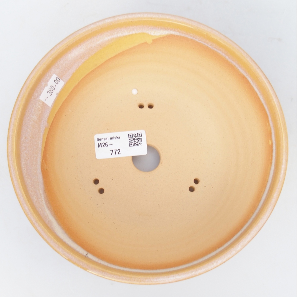 Keramická bonsajová miska 18,5 x 18,5 x 6,5 cm, farba hnedožltá