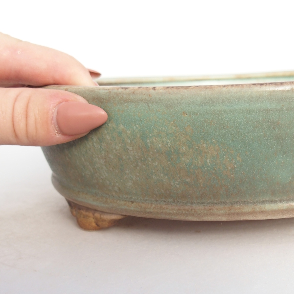 Keramická miska na bonsaje 21 x 21 x 6 cm, zelená