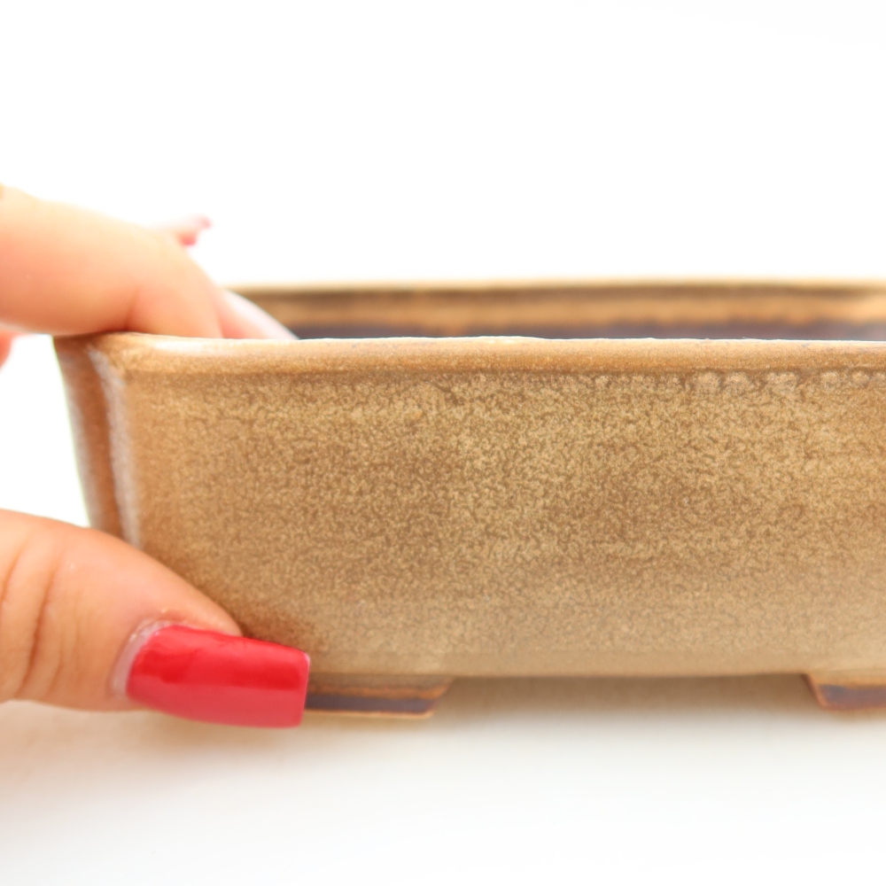 Keramická miska na bonsaje 13,5 × 12 × 4 cm, farba béžová