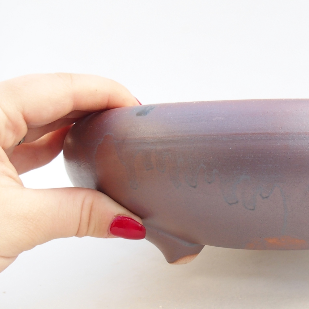 Keramická bonsajová miska 21 x 21 x 7,5 cm, farba kovu