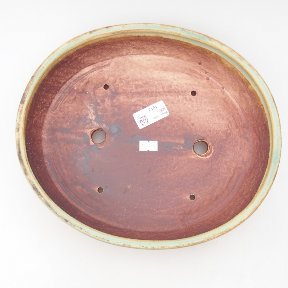 Keramická bonsajová miska 28 x 24,5 x 6 cm, zelená