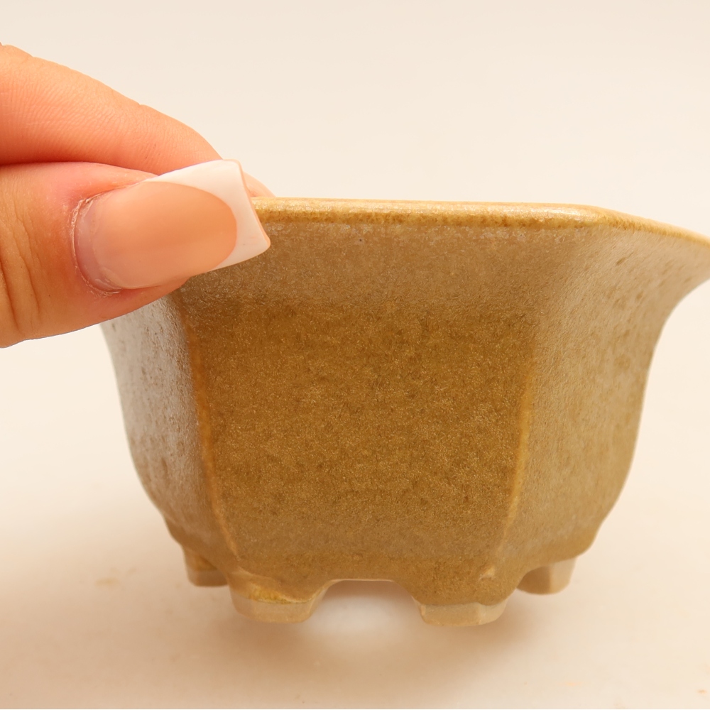 Keramická miska na bonsai 10,5 x 9,5 x 5,5 cm, farba béžová
