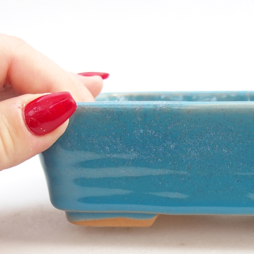 Keramická bonsajová miska 14,5 x 10,5 x 4,5 cm, farba modrá