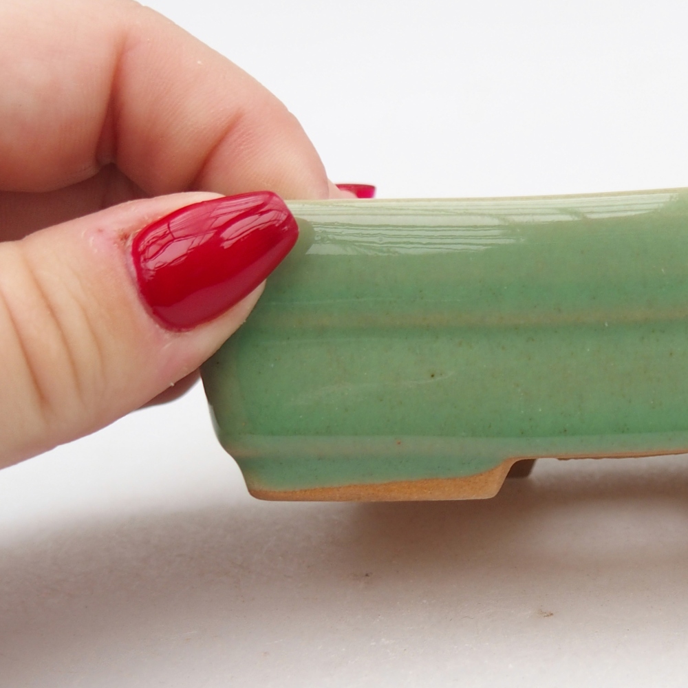 Keramická miska na bonsaje 10 x 7 x 3 cm, zelená