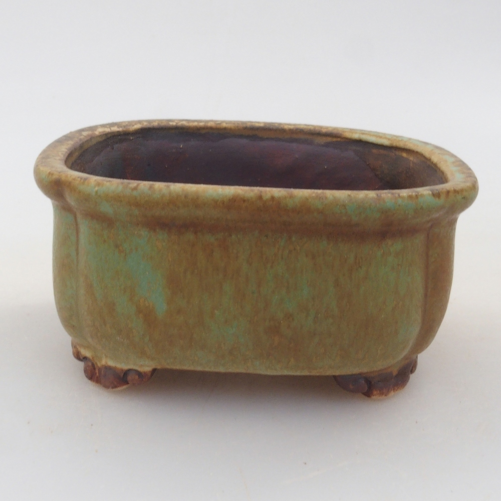 Keramická bonsai miska 7,5 x 7,5 x 3,5 cm, farba zelena