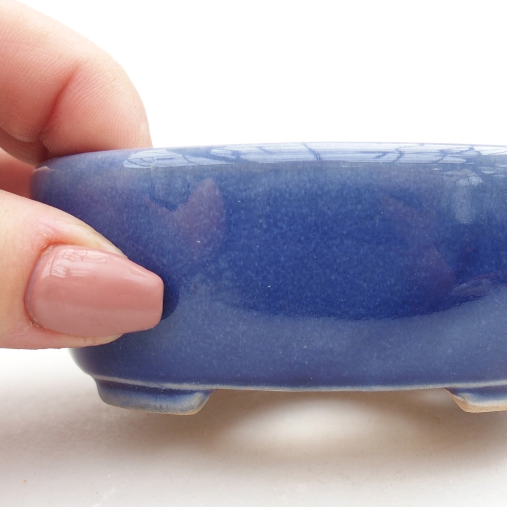 Keramická miska na bonsaje 9 x 7,5 x 3,5 cm, farba modrá