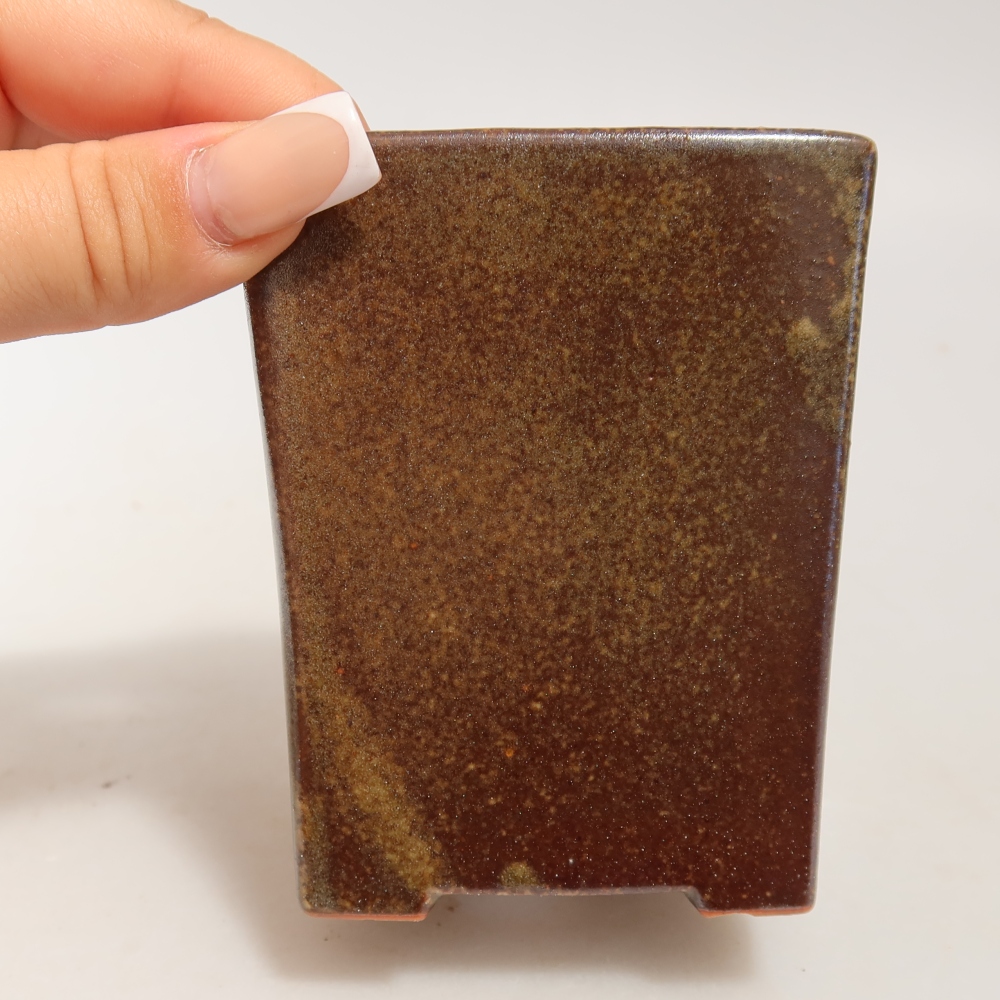Keramická miska na bonsai 7,5 x 7,5 x 9,5 cm, farba hnedá