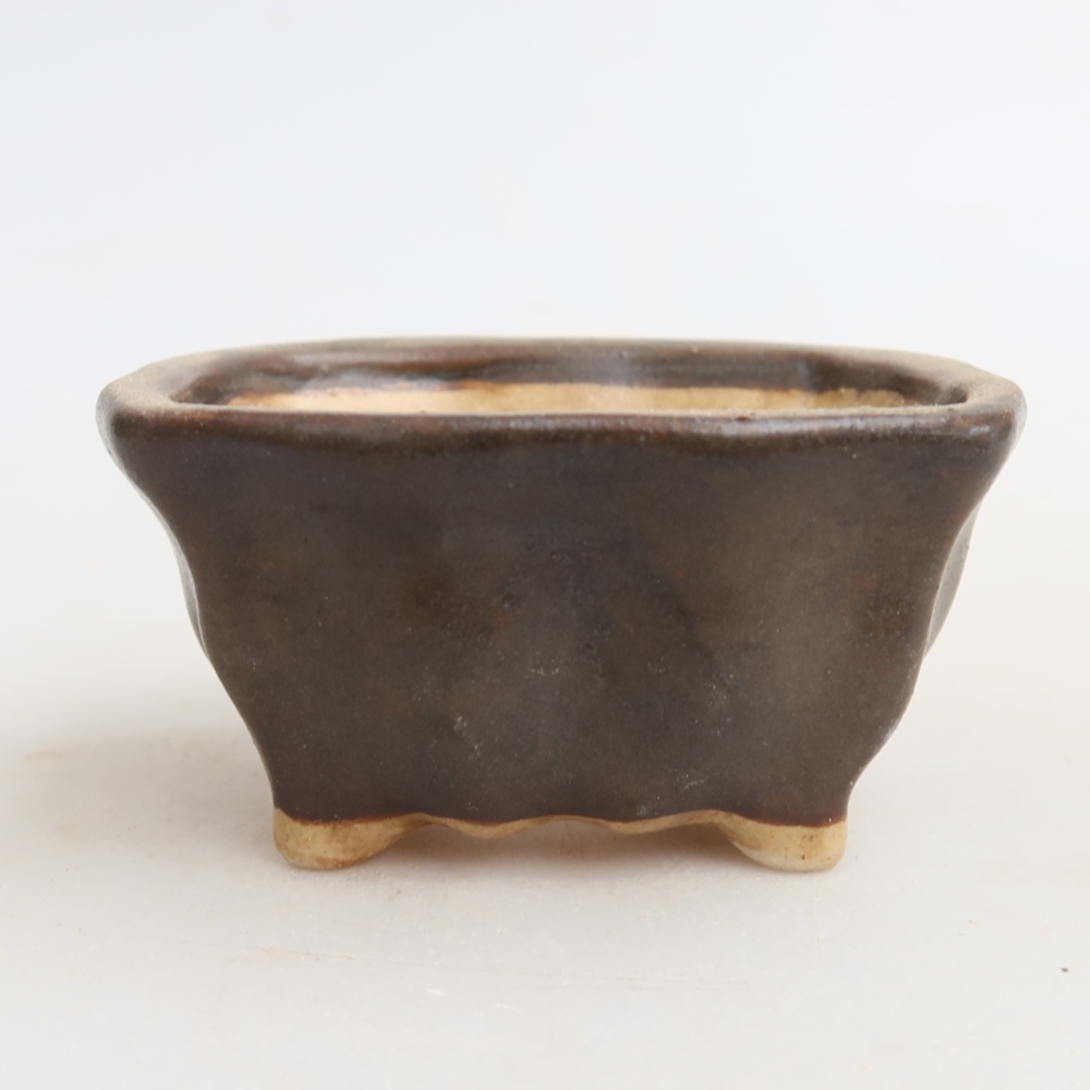 Keramická miska na bonsaje 7 x 7 x 3,5 cm, farba hnedá