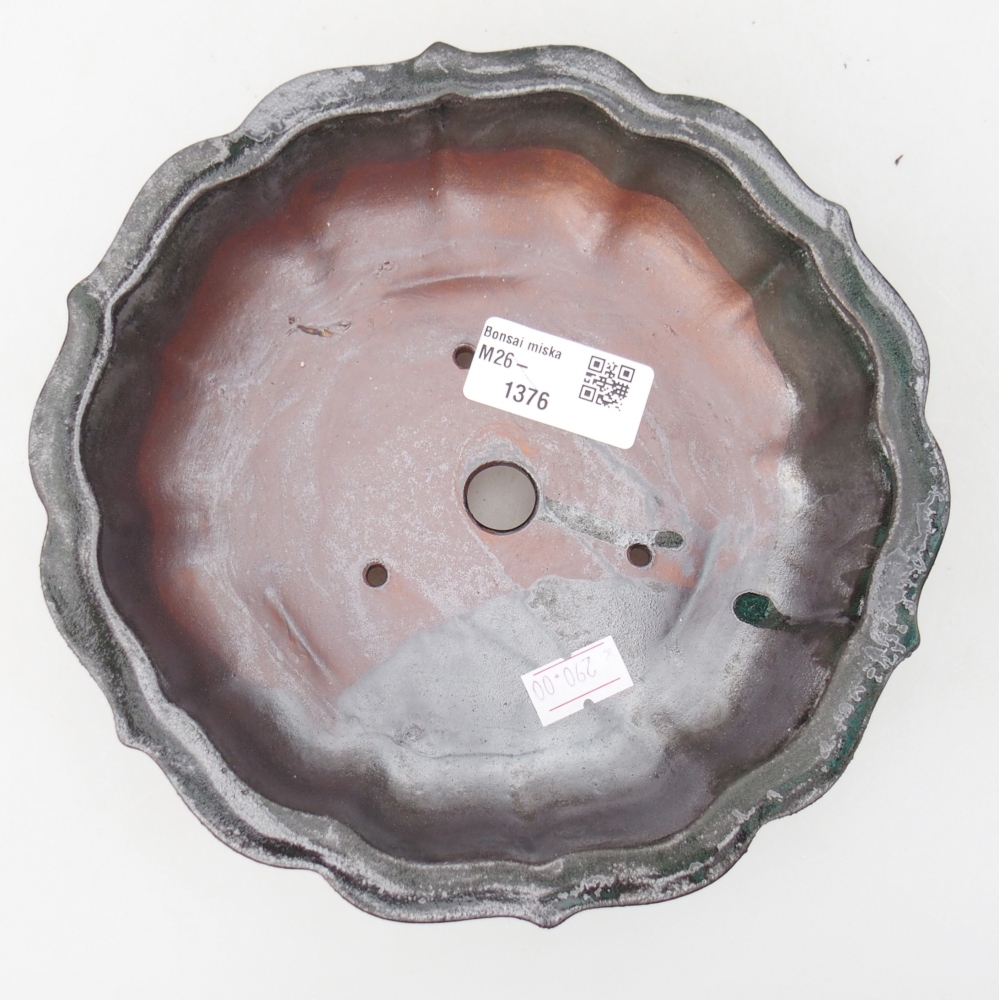 Keramická miska na bonsaje 18 x 18 x 5 cm, zelená metalíza