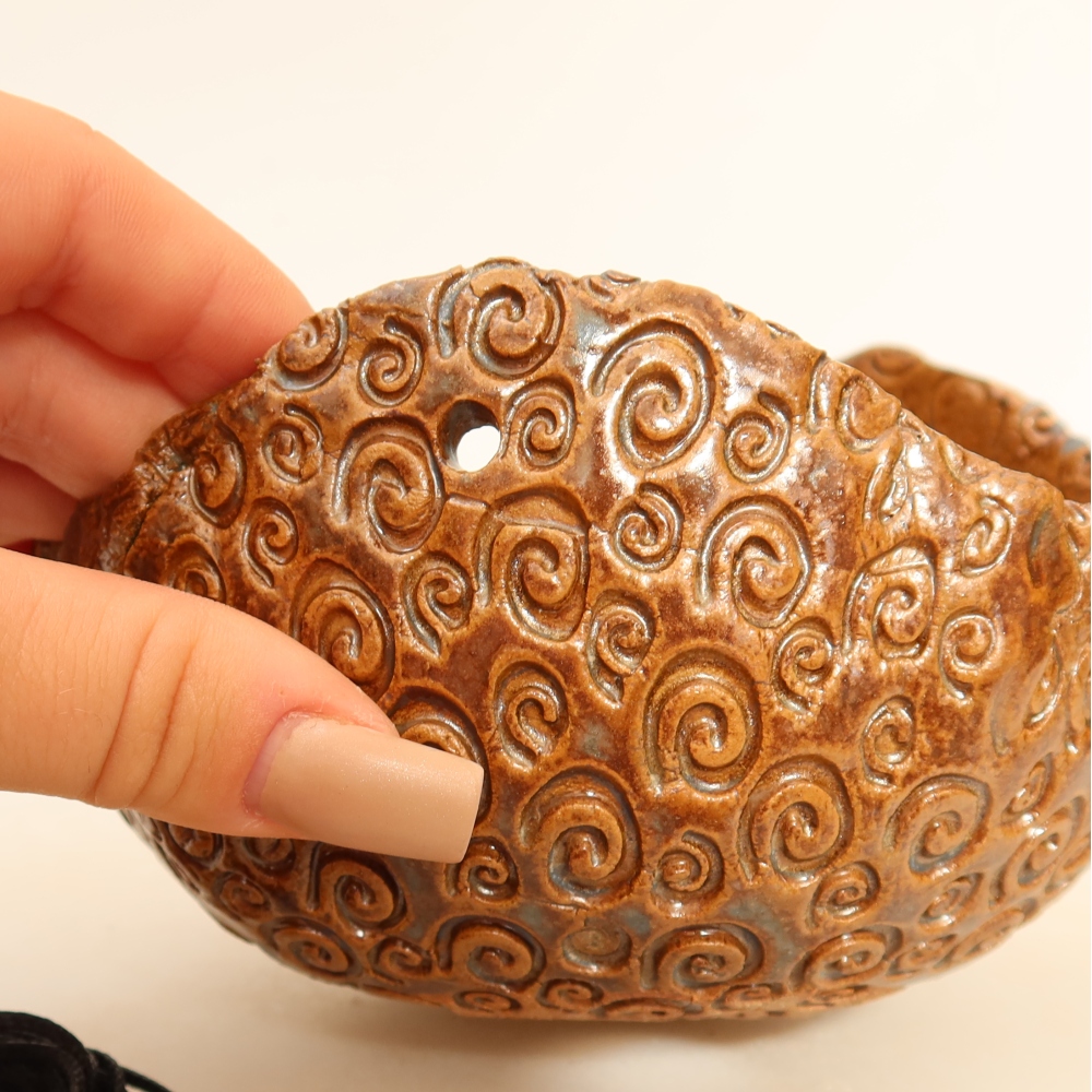 Keramická škrupina na kokedamu 13 x 13 x 8 cm, farba hnedá