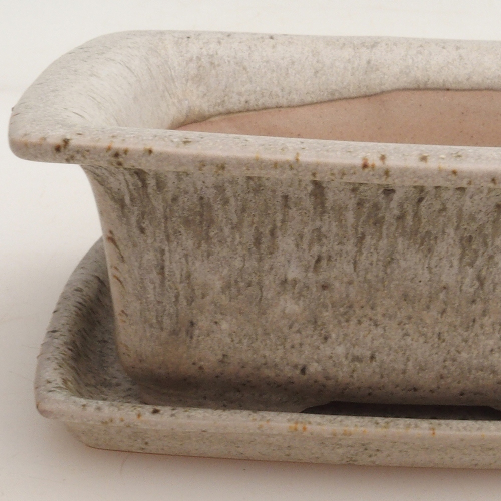 Bonsai miska + podmiska H11 – 11,5 x 10 x 4 cm. - béžová