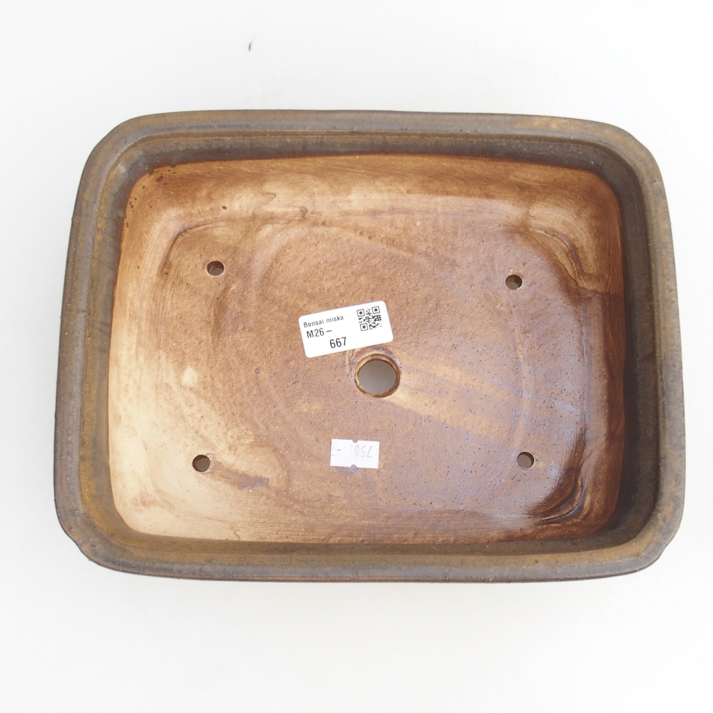 Keramická miska na bonsaje 25 x 20 x 7,5 cm, hnedá