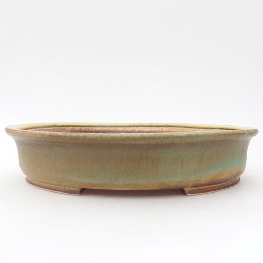 Keramická bonsajová miska 24 x 21 x 5 cm, zelená