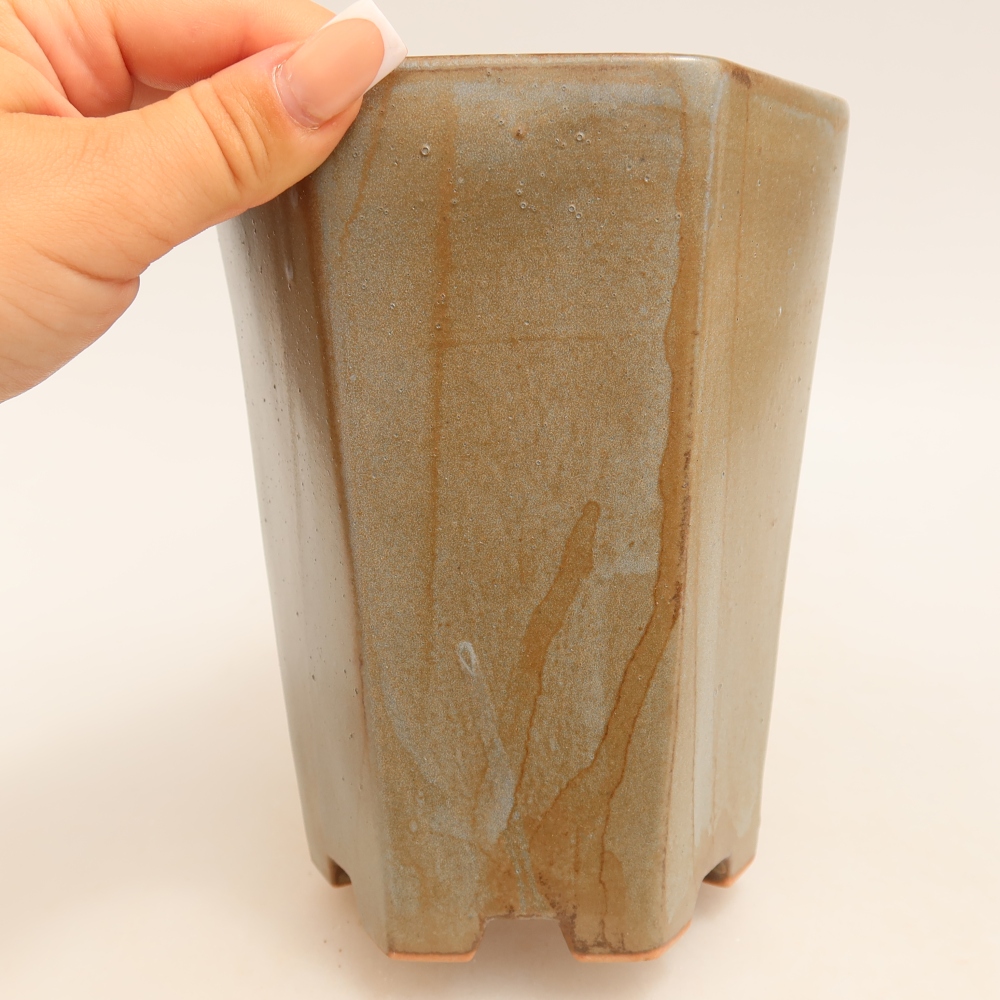 Keramická miska na bonsaje 13 x 12 x 17 cm, farba hnedomodrá