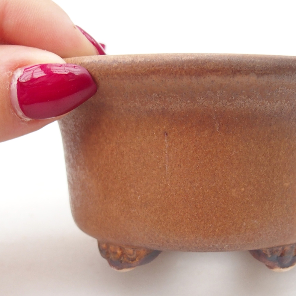 Keramická bonsai miska 9 x 9 x 3,5 cm, farba hnedá